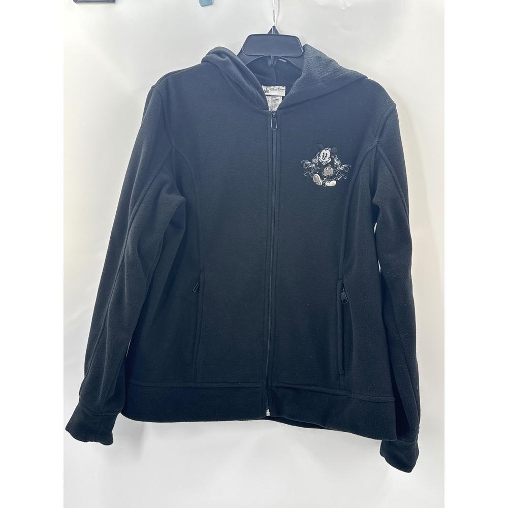 Disney Parks Mickey Mouse Walt Disney World Black Fleece Full Zip Hoodie Large